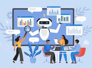 Stylized smartboard showing AI tools