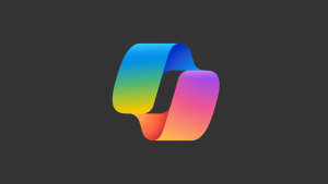 Microsoft Copilot logo on a dark gray background